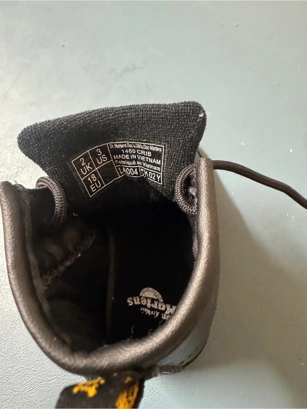 Infant Crib Bootie Dr Martens black leather size 3